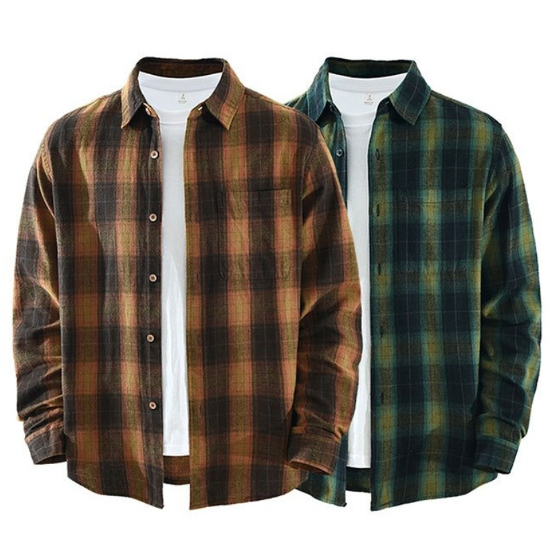Flannel Shirt Lined - قميص منقوش كبير الحجم للرجال مصنوع