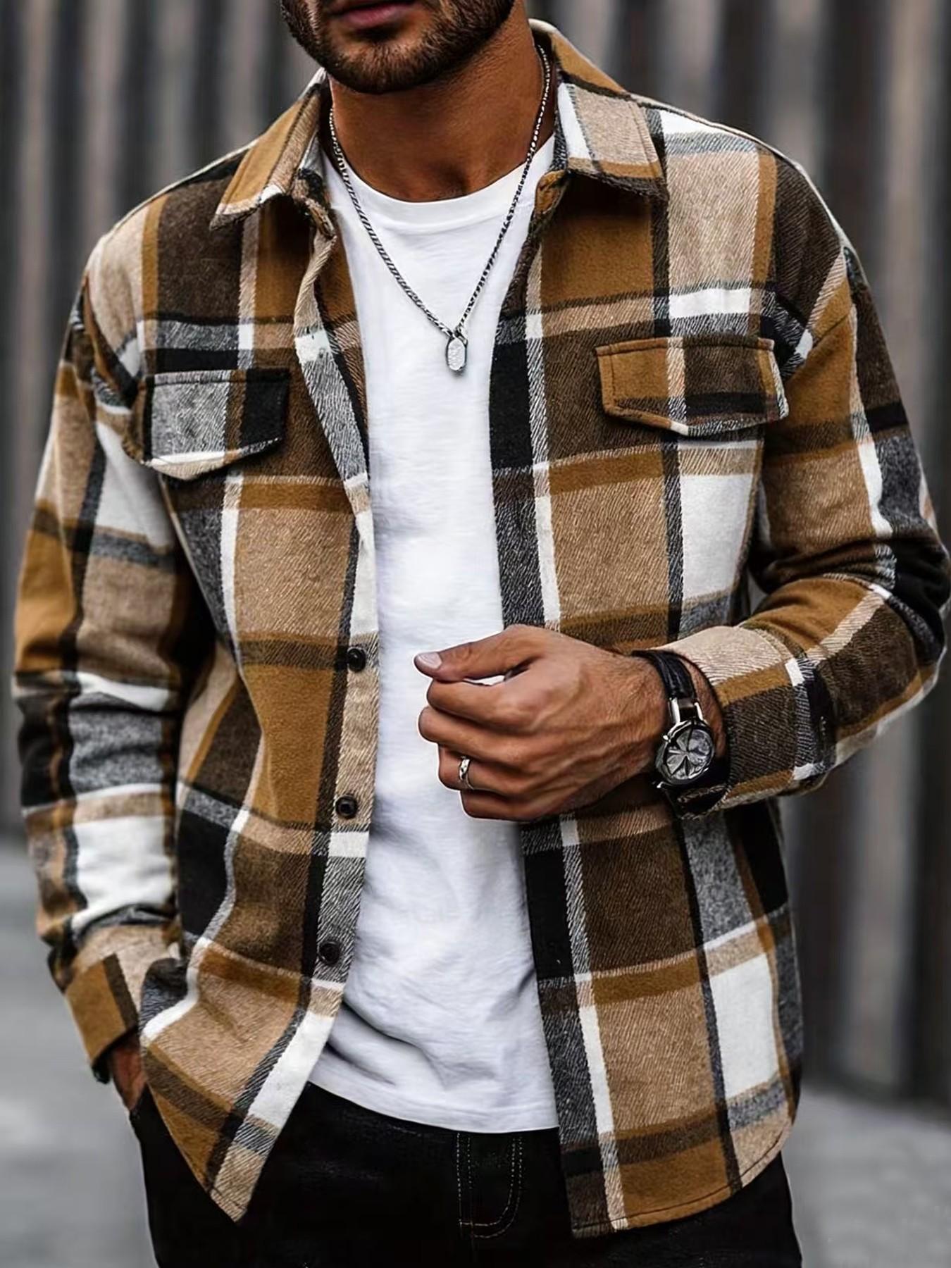 Flannel Shirt Lined - قميص رجالي كلاسيكي بنقشة مربعات، أنيق