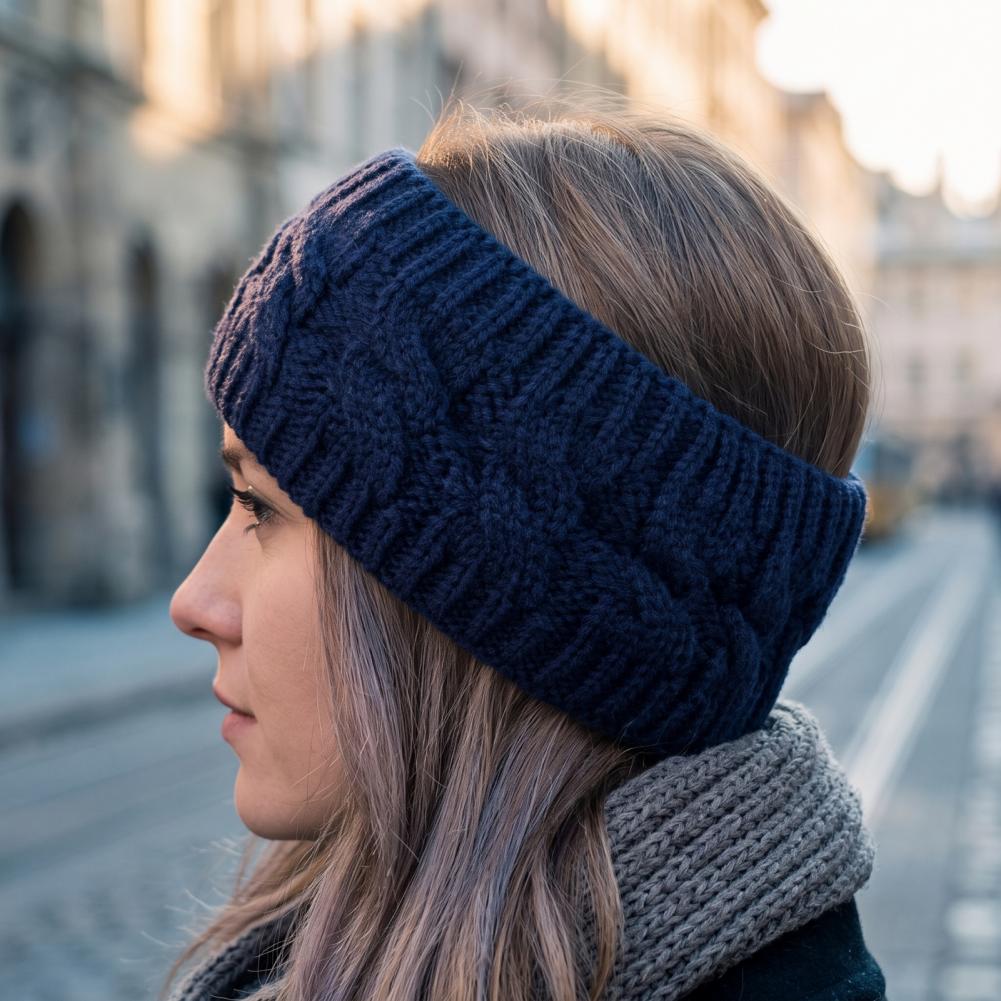 Fleece Ear Warmer Band - عصابة رأس شتوية محبوكة للنساء، مبطنة
