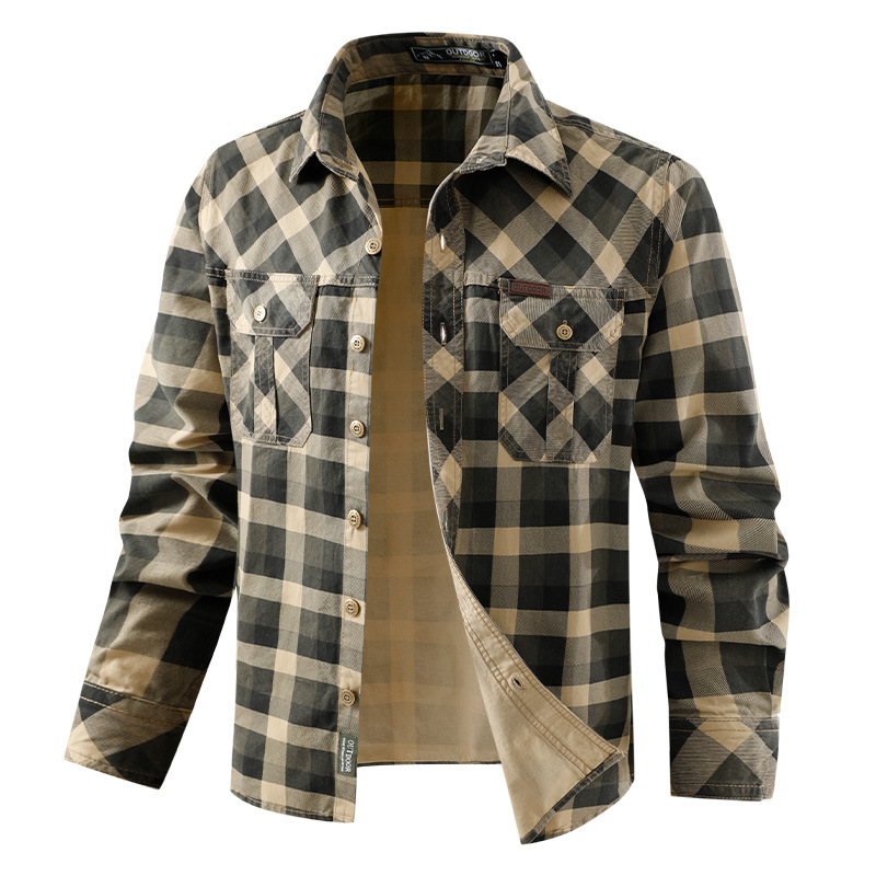 Flannel Shirt Lined - قميص رجالي ذو مربعات من القطن