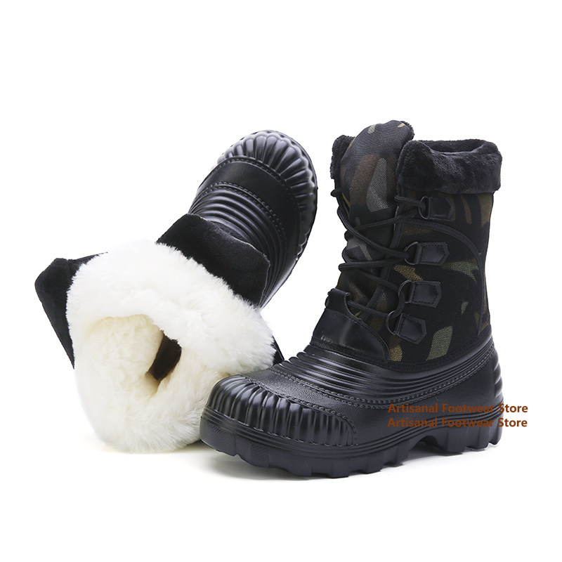 Waterproof Winter Boot - أحذية رجالية للثلج بنقشة التمويه، مقاومة