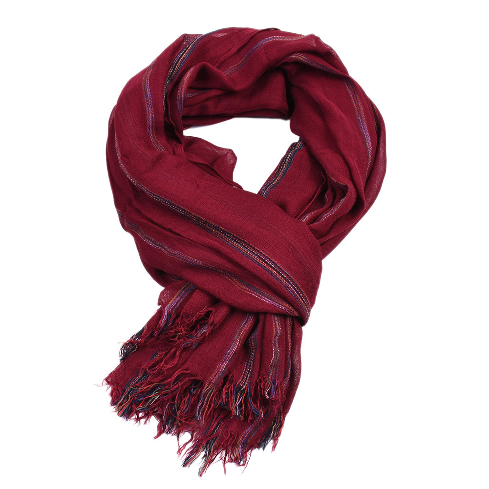 Wool Scarf Men - القطن الكتان موضة مخطط الرجال وشاح