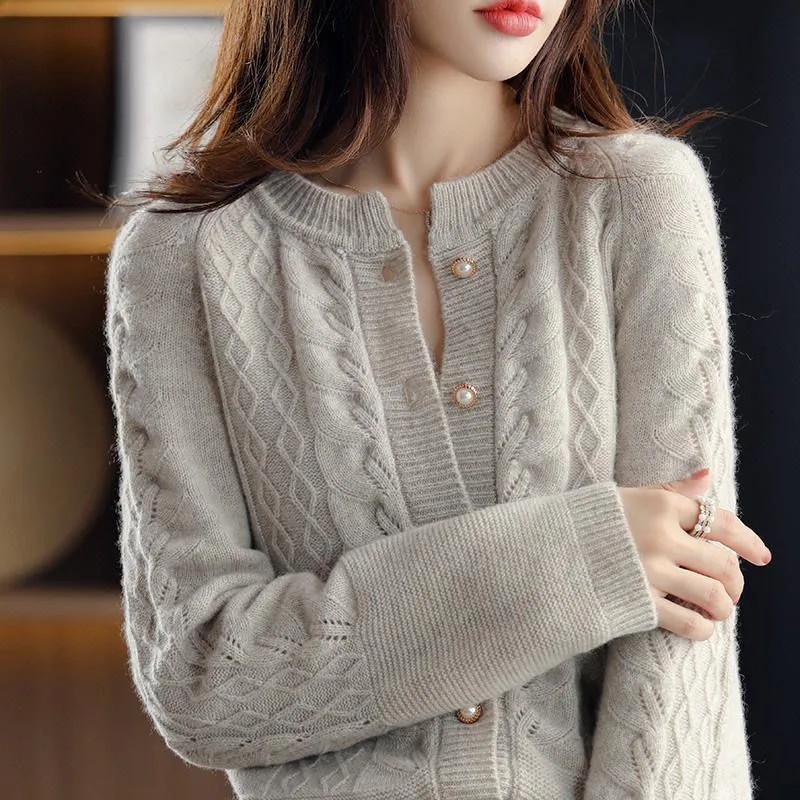 جاكيت كارديجان نسائي محبوك بتص - مراجعة Wool Coat Peacoat وسعره