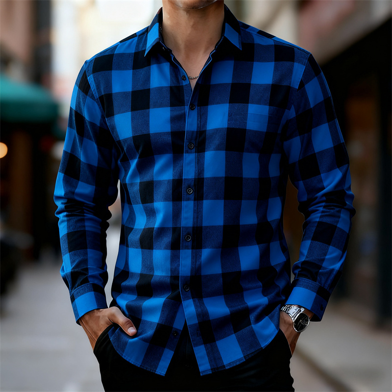 قميص رجالي كلاسيكي بأكمام طويل - مراجعة Flannel Shirt Lined وسعره