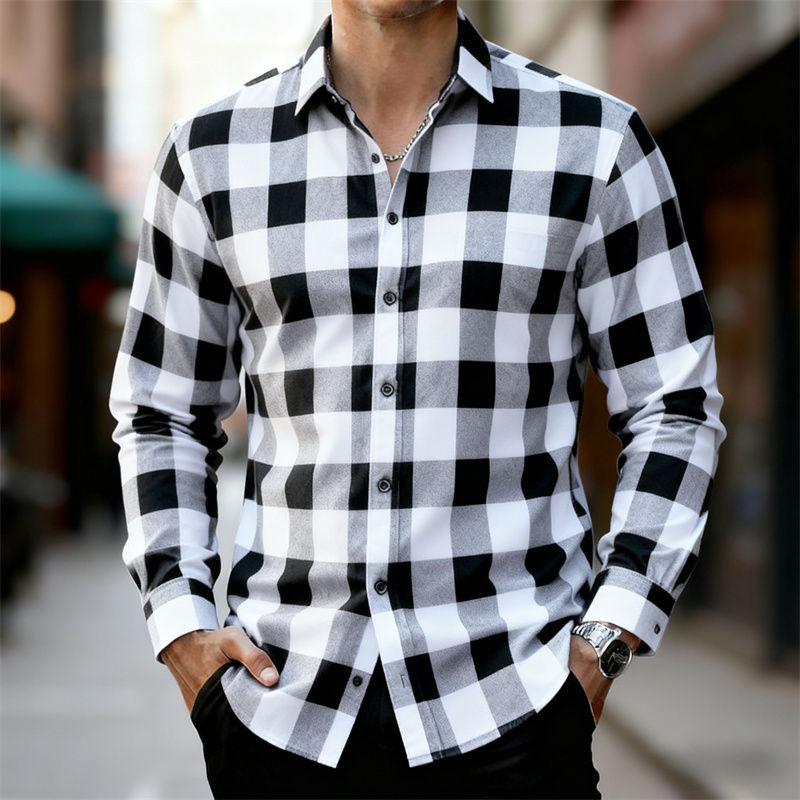 قميص رجالي كلاسيكي بأكمام طويل - مراجعة Flannel Shirt Lined وسعره