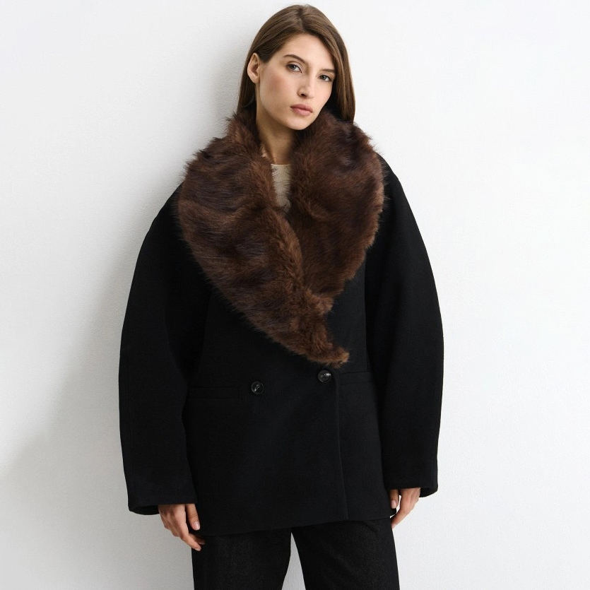 معطف نسائي واسع مزدوج الأزرار  - مراجعة Wool Coat Peacoat وسعره