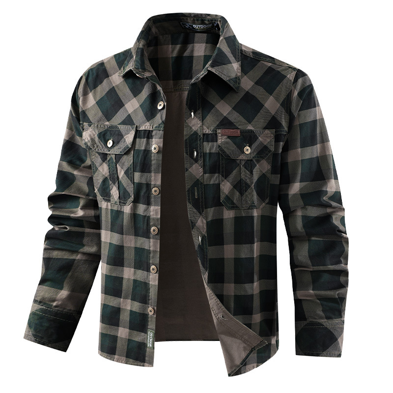 قميص رجالي ذو مربعات من القطن  - مراجعة Flannel Shirt Lined وسعره