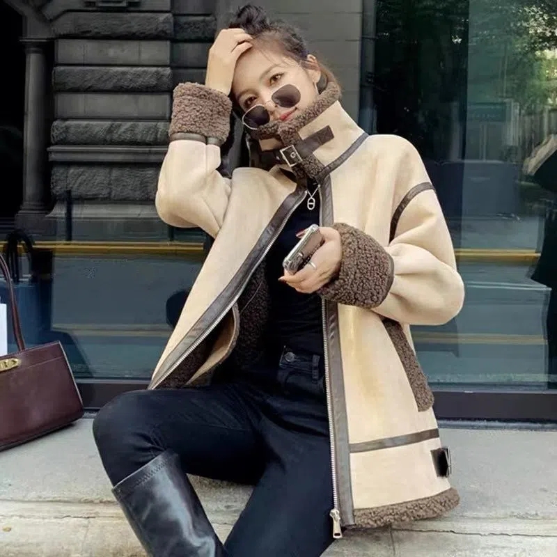 معطف فرو خروف نسائي جديد لخريف - مراجعة Wool Coat Peacoat وسعره