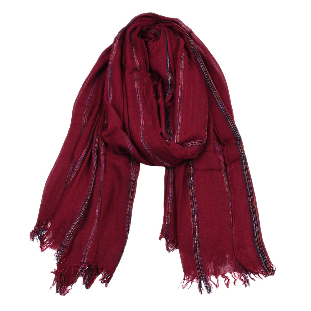 القطن الكتان موضة مخطط الرجال  - مراجعة Wool Scarf Men وسعره