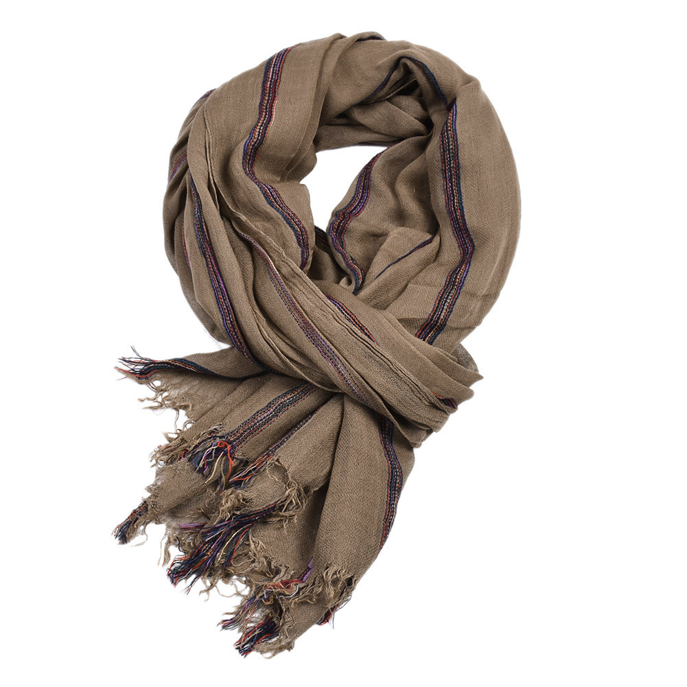 القطن الكتان موضة مخطط الرجال  - مراجعة Wool Scarf Men وسعره